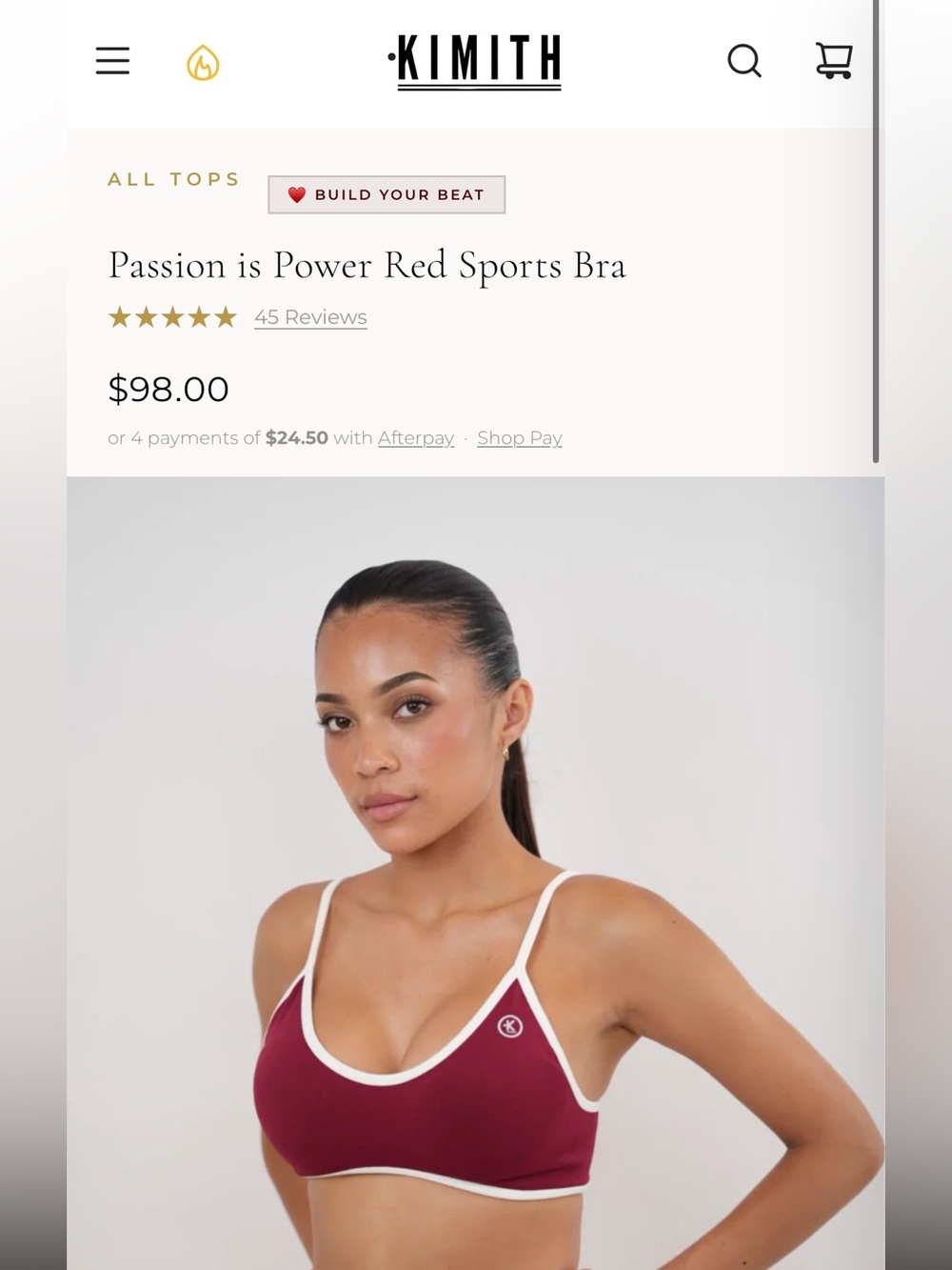 Kimith Passion is Power Red Sports Bra